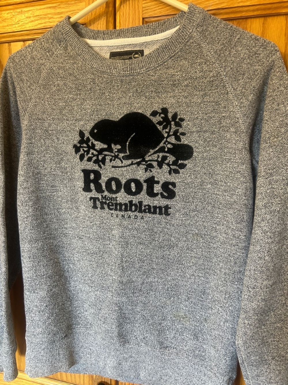 Roots Gray Crewneck with Black Mont Tremblant Logo